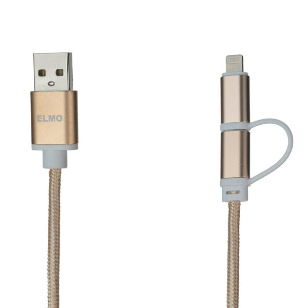 کابل شارژ، انتقال اطلاعات و تبدیل USB به لایتنینگ/MicroUSB المو مدل X-T-N طول 1 متر