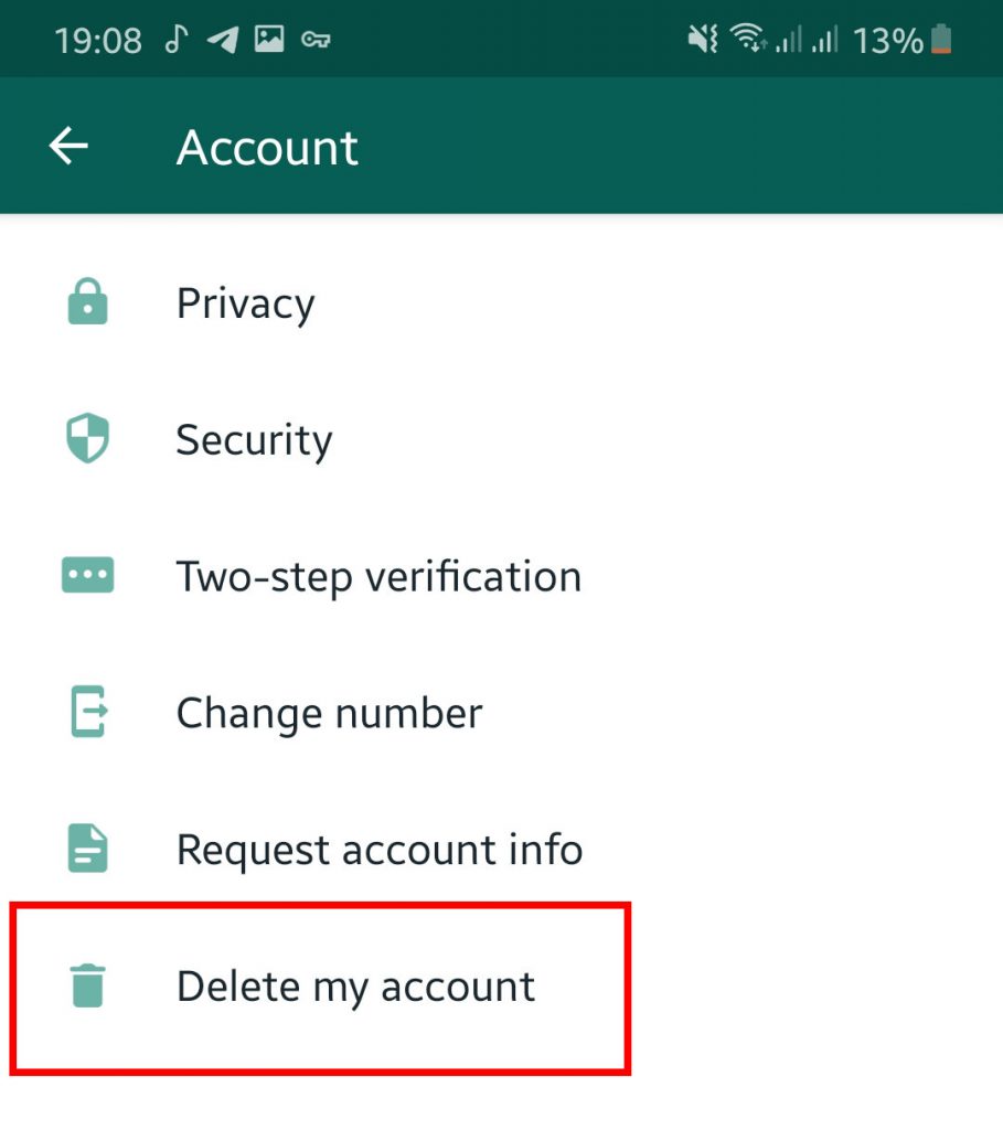 Delete Account WhatApp